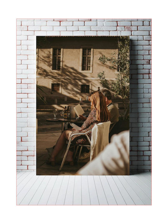 Painting Couple Reading At An Outdoor Café 100x150