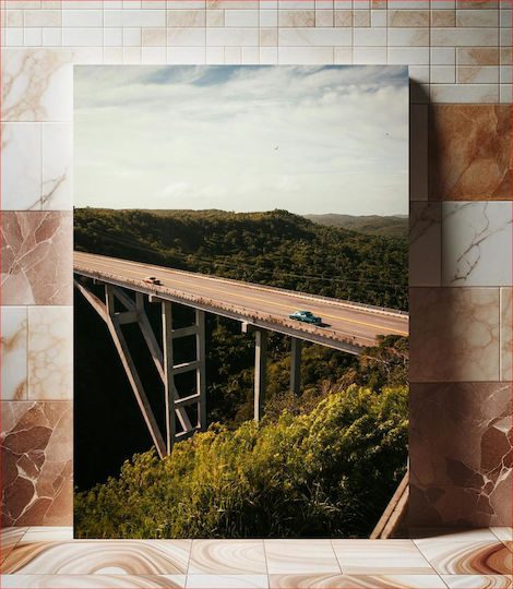 iLovePrints Gemälde Brücke Über Den Bewaldeten Tal 100x150