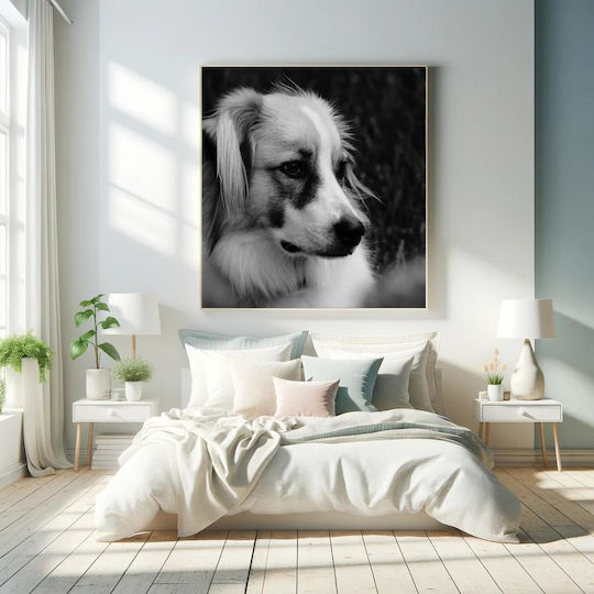 Painting Contemplative Dog In Black White Stochastic Dog Black White 110x110