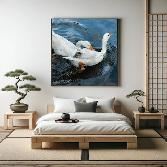Panou Two White Ducks By Water Două Păpăițe Albe Lângă Apă 110x110