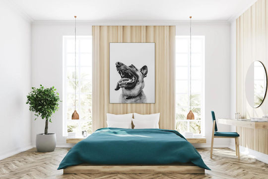 Painting Happy Dog In Black White Happy Dog In Black White 100x150