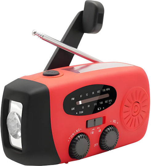 Radio Portabil Multifuncțional 3 în 1 Zola Lanternă LED SOS Solar Încărcare Manuală USB Funcție de Încărcare a Telefonului Mobil Impermeabil 2000 mAh AM FM 130 x 60 x 45 mm Negru Roșu
