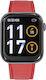 Tekday Smartwatch 656554 Red Leather Strap