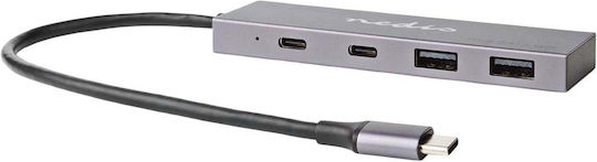 Nedis Usb-c 3.2 Gen 2 Hub 4 Ports Ultra-fast 10 Gbps Data Transfer Anthracite Grey
