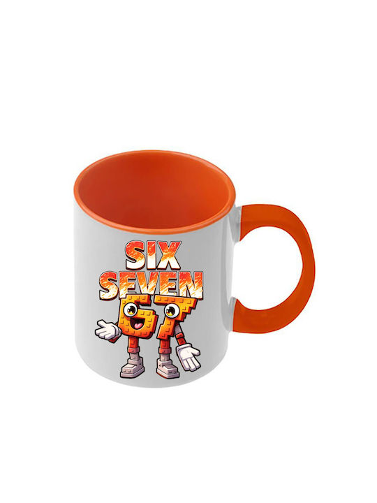 Mug Six-Seven Orange Handle Interior