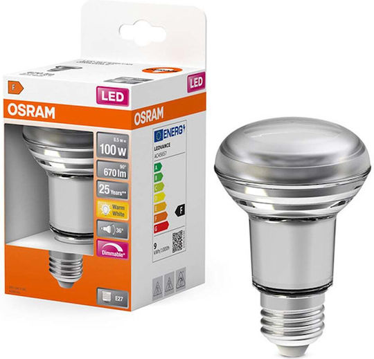 Osram Lampă LED 8.5W pentru Dulie E27 și Formă R80 Alb Cald 670lm Reglabil în Intensitate