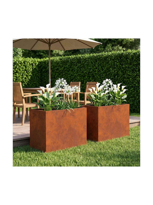 vidaXL Set of 2 Metallic Rusty Flower Pots 50x50cm