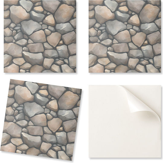 Printed Stone Pattern Vinyl Tile Set Background 4x50x50 Pc