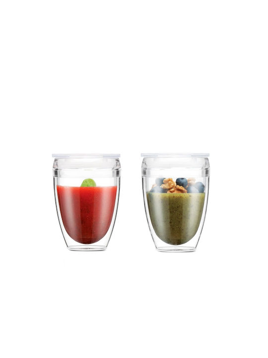 Bodum To Go Set Coffee/Freddo / Water Glasses from Plastic in Brown Colour 300ml 2 Pieces