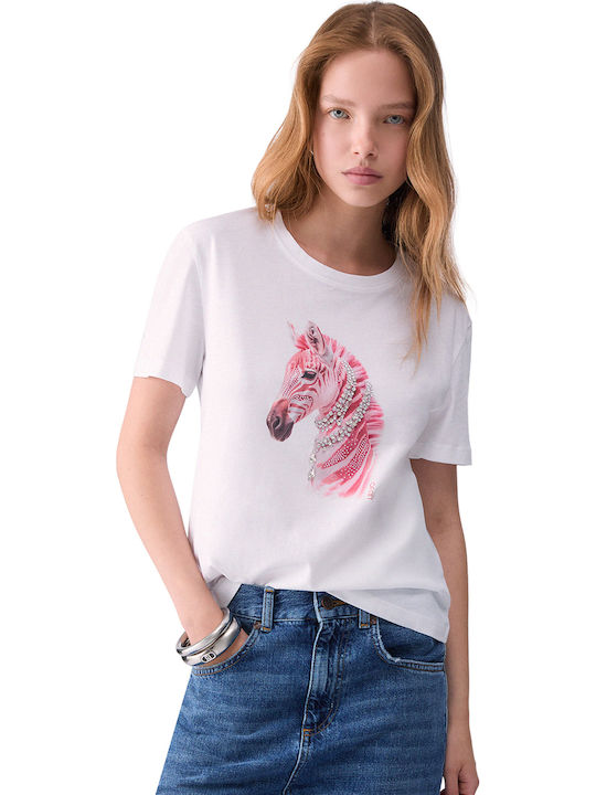 Women's Blouse Animal Print White