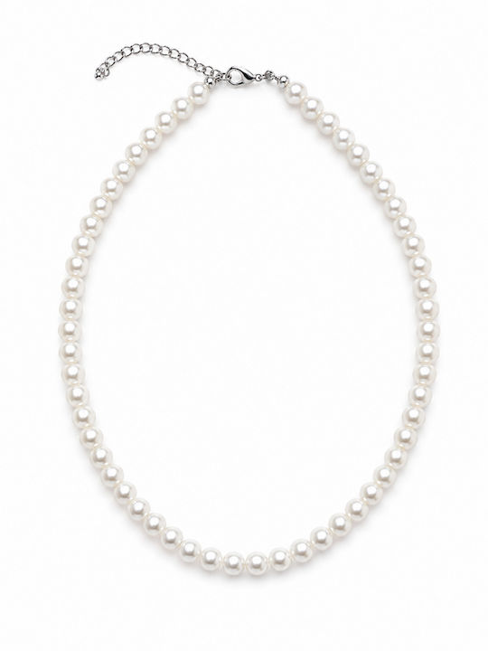 Ghetto Necklace Made of Steel with Pearls