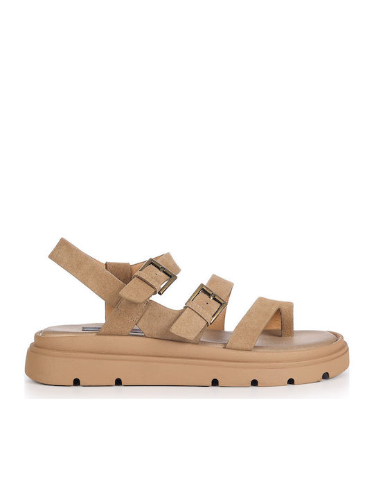 Tassopoulos Damen Flache Sandalen Beigen