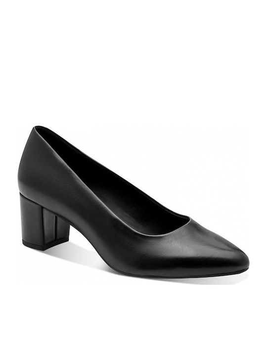 Leather Heels with Medium Heel Black