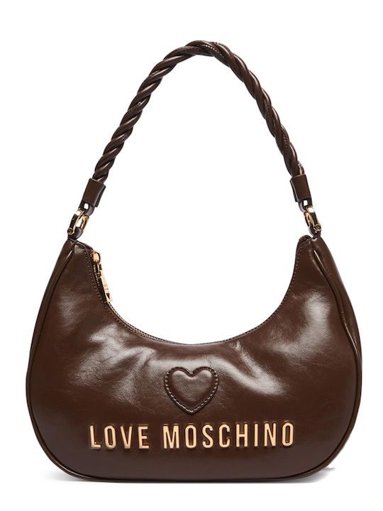 Moschino Geantă de umăr din piele pentru femei maro