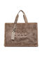 Damen Tote Tasche Mit Fell Braun