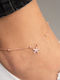 Elika Silver Gold Plated Silver Anklet Pink 24cm