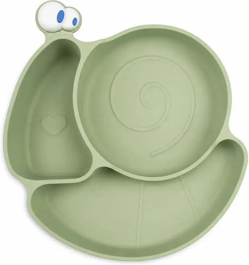 Baby Cloud Baby Plate Snail Food Silicone Green