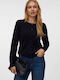 Lange Gestrickte Damen Strickjacke mit Knöpfen Schwarz