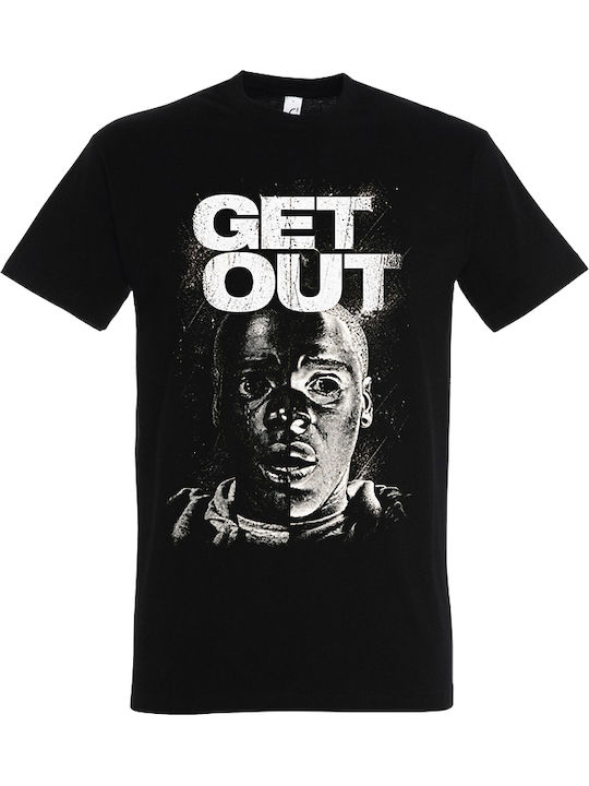 Tricou Bărbați Negru Imprimat Get Out Dp9198