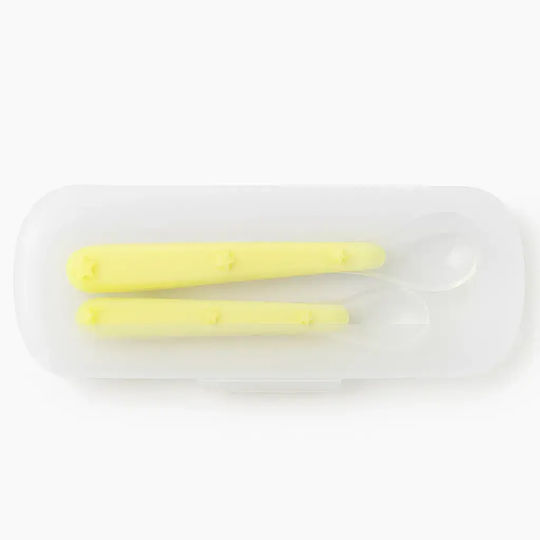 Baby Set with Silicone Spoons in Case Yellow 2 Pieces