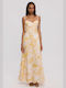 Summer Maxi Slip Dress for Wedding Christening Yellow Floral