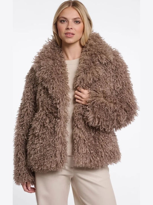 Short Women's Beige Fur