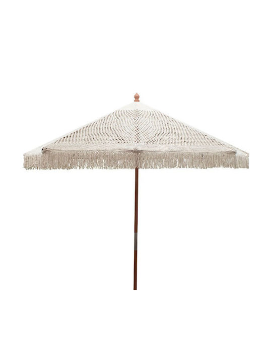 Brilie Circular Wooden Parasol Ecru Φ2.6xH2.6m