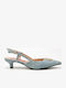 Valley Pointed Toe Heels with Strap & Low Heel Blue