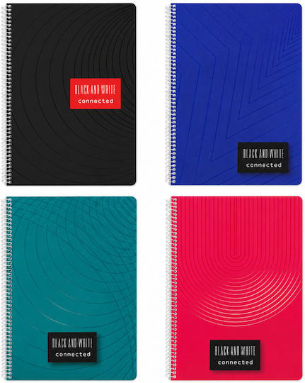 Black & White Spiral Ruled Notebook B5 120 Paper Sheets 4 Subjects (Various Designs or Colours)