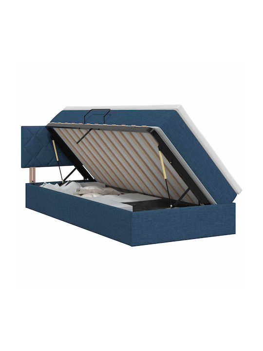 Wandbett Einzel mit Stoff Blau mit Lattenrost &...