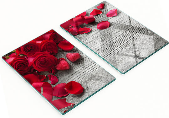 Tulup Set Tocătoare De Bucătărie Din Sticlă Roșie 52x40cm 2 Bucăți