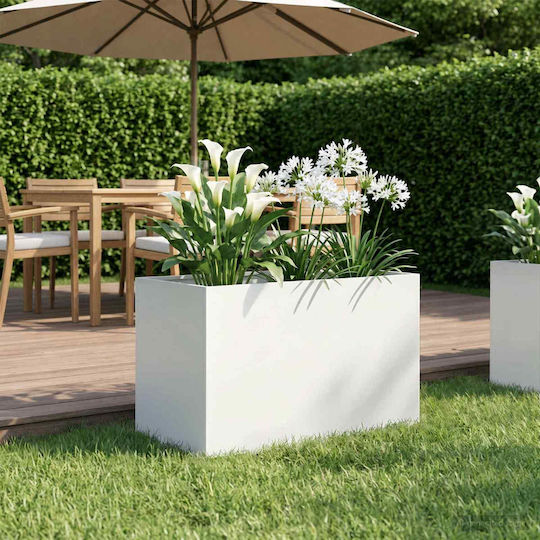 vidaXL Γλάστρα Μεταλλική Λευκό 50x40x40εκ.