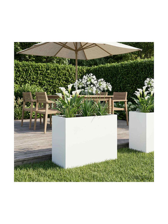vidaXL Ghiveci De Flori Metalic Alb 60x30x40cm
