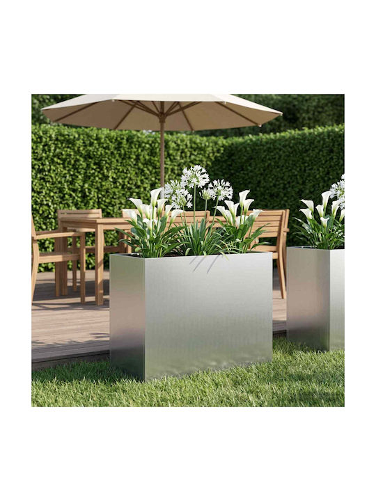 vidaXL Metallischer Pflanzgefäß in Silber 60x30...