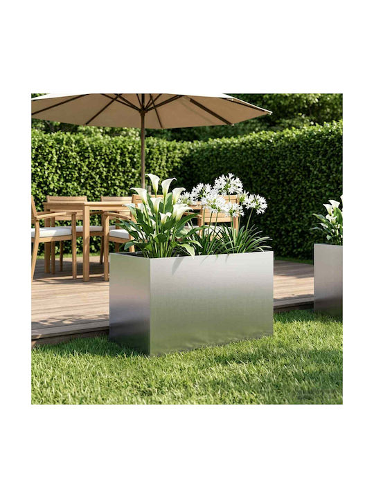 vidaXL Metallischer Pflanzgefäß in Silber 50x40...