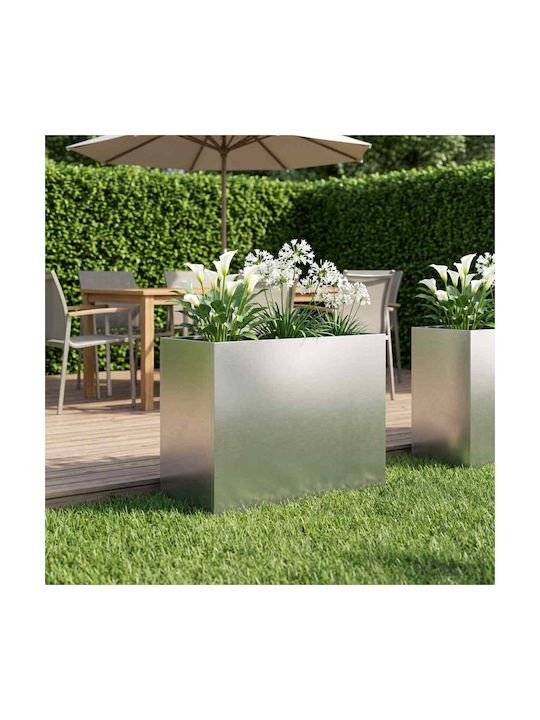 vidaXL Metallischer Blumentopf Silber 60x30x50cm