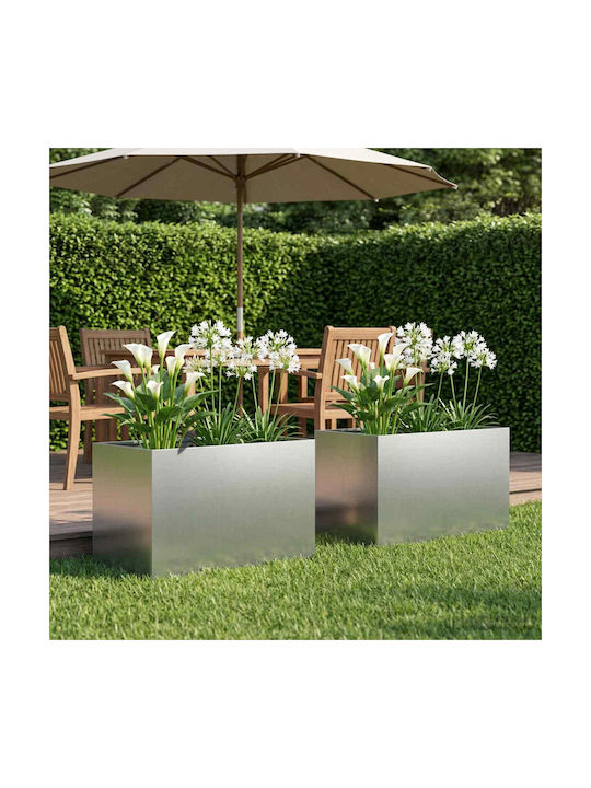 vidaXL Set of 2 Metallic Silver Flower Pots
