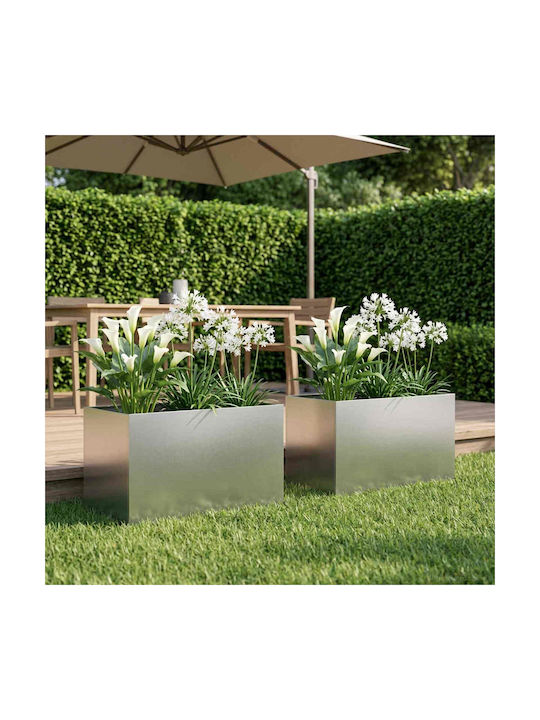 vidaXL Set of 2 Metallic Silver Flower Pots