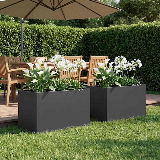 vidaXL Set of 2 Metallic Black Flower Pots 40cm
