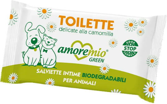 Dog and Cat Pocket Wet Wipes Amoremio Biodegradable Chamomile 30 Pcs