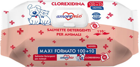Dog and Cat Wet Wipes Amoremio Chlorhexidine 110 Pcs