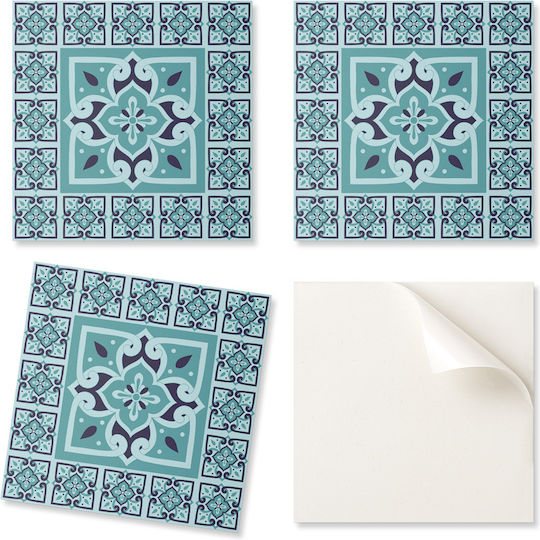 Set Of Vinyl Tiles Floral Pattern Kitchen Living Room 9x30x30 Cm