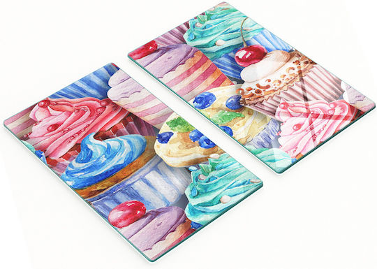 Tulup Set Tocătoare De Bucătărie Din Sticlă Multicolore 52x30cm 2 Bucăți