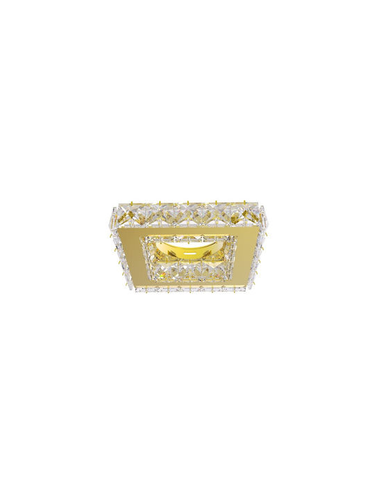 Square Crystalline Recessed Spot with GU10 Gold Bulb Base