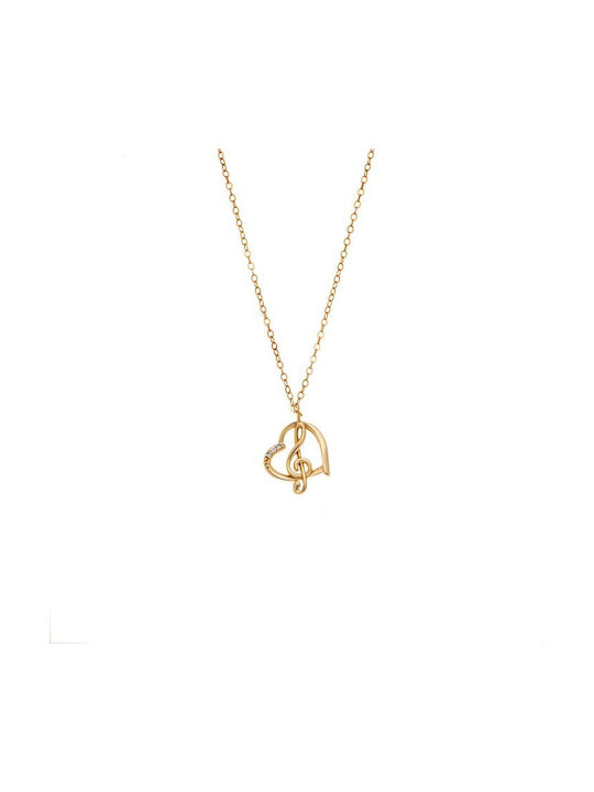 Senza Necklace With Heart Design From Gold Plated Silver