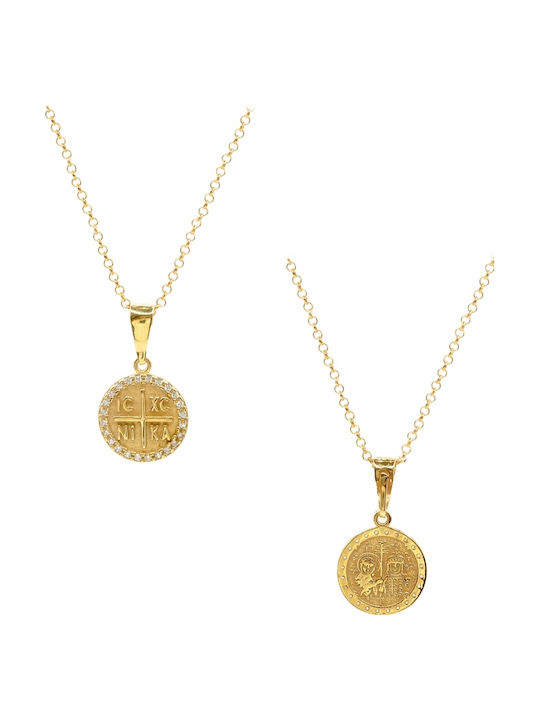 Halskette Konstantin Talisman aus Vergoldetem Silber mit Zirkon