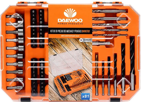 Daewoo Комплект 81 титанови свредла за метал и дърво
