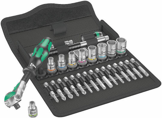 Wera Zylkop 1/4 Ratschengröße mit Steckschlüssel-Set 1/4 und 1 16 Stück
