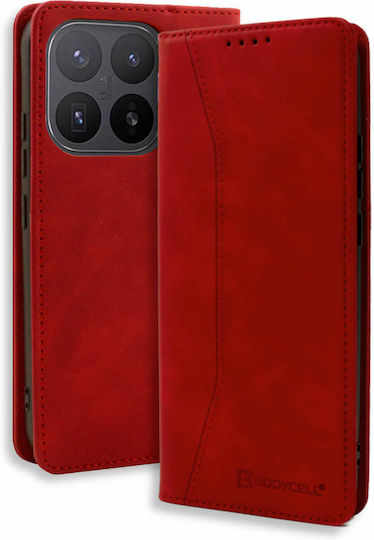 Bodycell калъф тип книга от PU кожа за Xiaomi 17T Pro червен