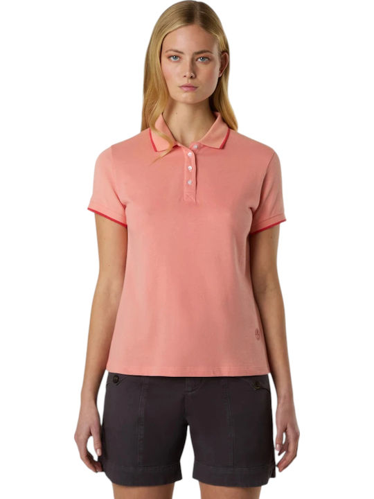 Women's Sports Polo Blouse Short Sleeve Coral